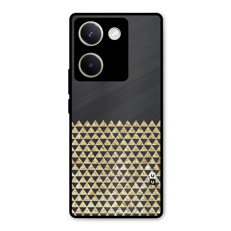 Dark Grey Golden Triangles Metal Back Case for Vivo Y200 Pro