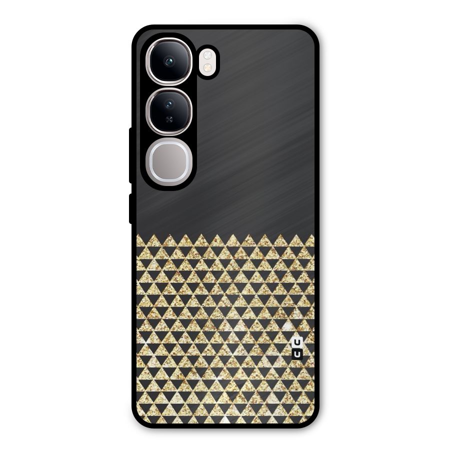 Dark Grey Golden Triangles Metal Back Case for Vivo Y300