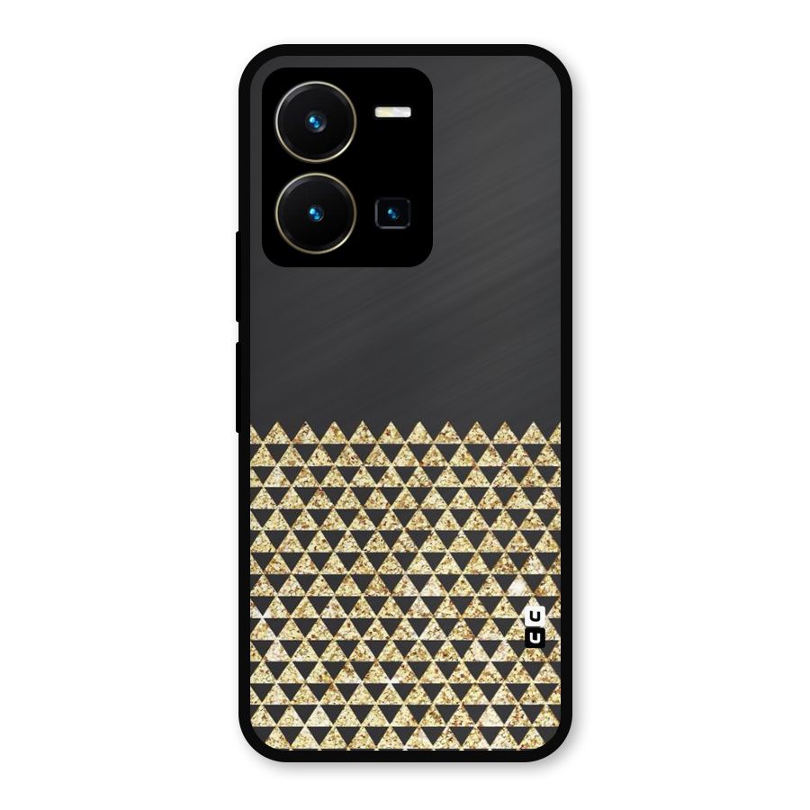Dark Grey Golden Triangles Metal Back Case for Vivo Y35