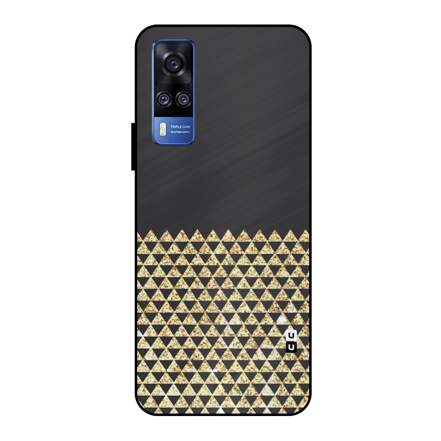 Dark Grey Golden Triangles Metal Back Case for Vivo Y51