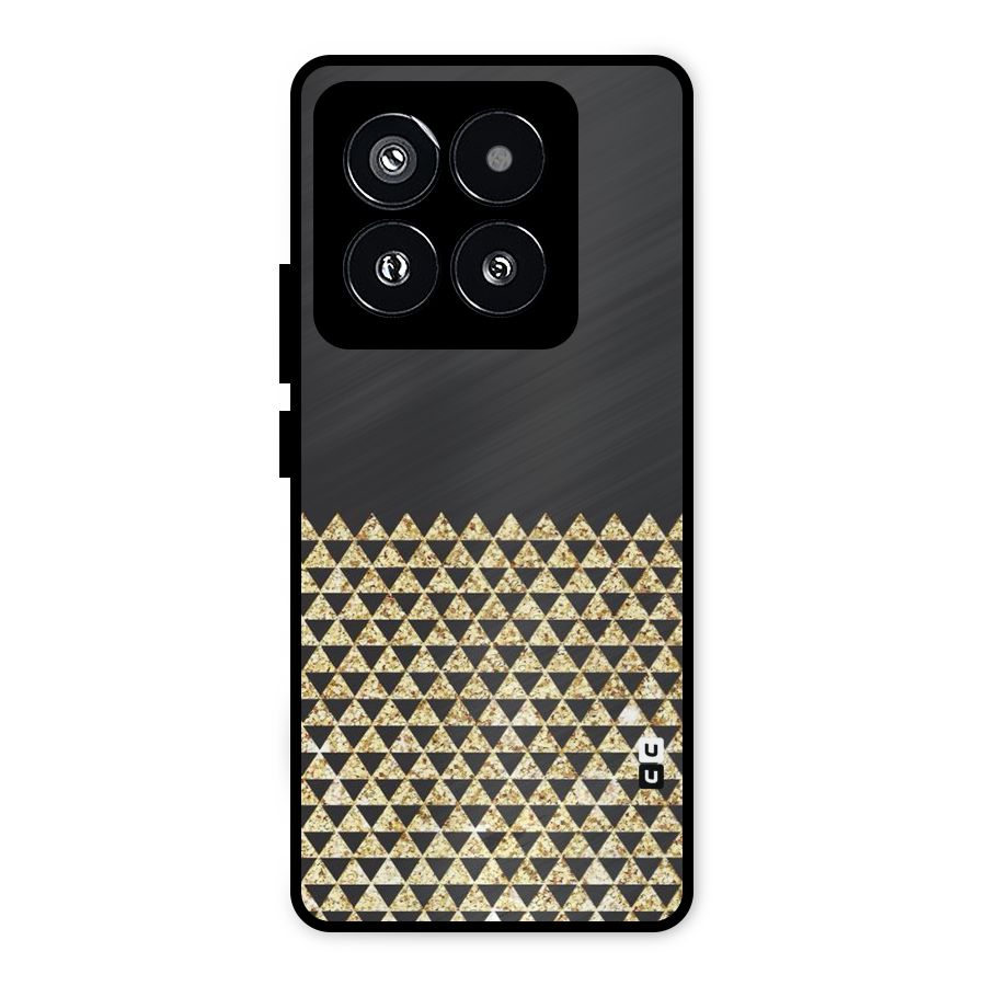 Dark Grey Golden Triangles Metal Back Case for Xiaomi 14 Pro