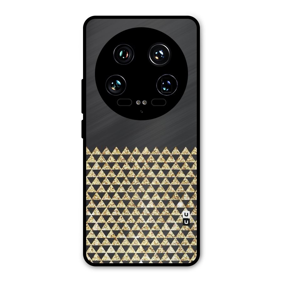 Dark Grey Golden Triangles Metal Back Case for Xiaomi 14 Ultra