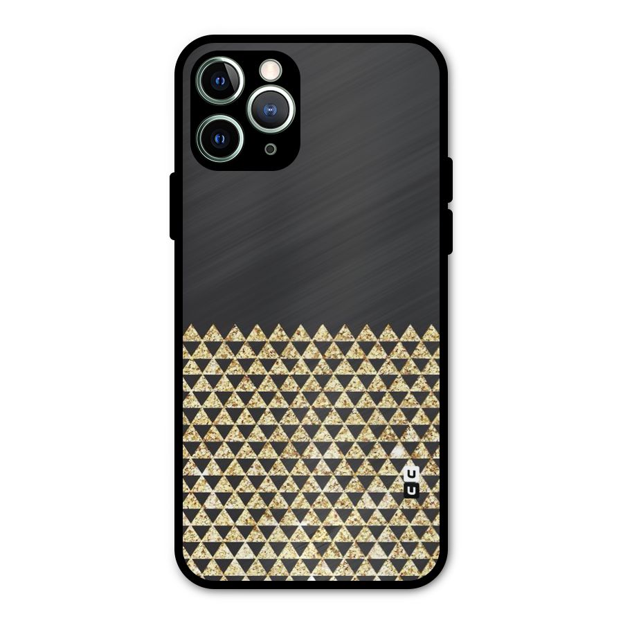 Dark Grey Golden Triangles Metal Back Case for iPhone 11 Pro Max