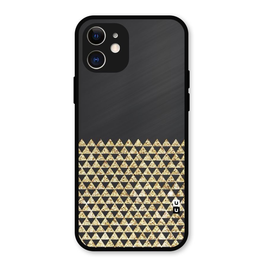 Dark Grey Golden Triangles Metal Back Case for iPhone 12