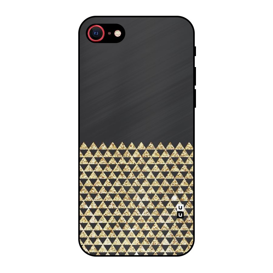 Dark Grey Golden Triangles Metal Back Case for iPhone SE 2022