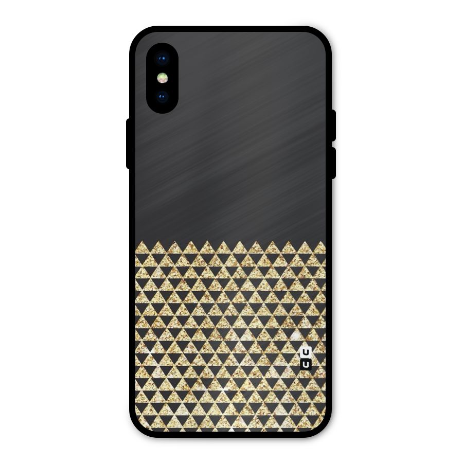 Dark Grey Golden Triangles Metal Back Case for iPhone X