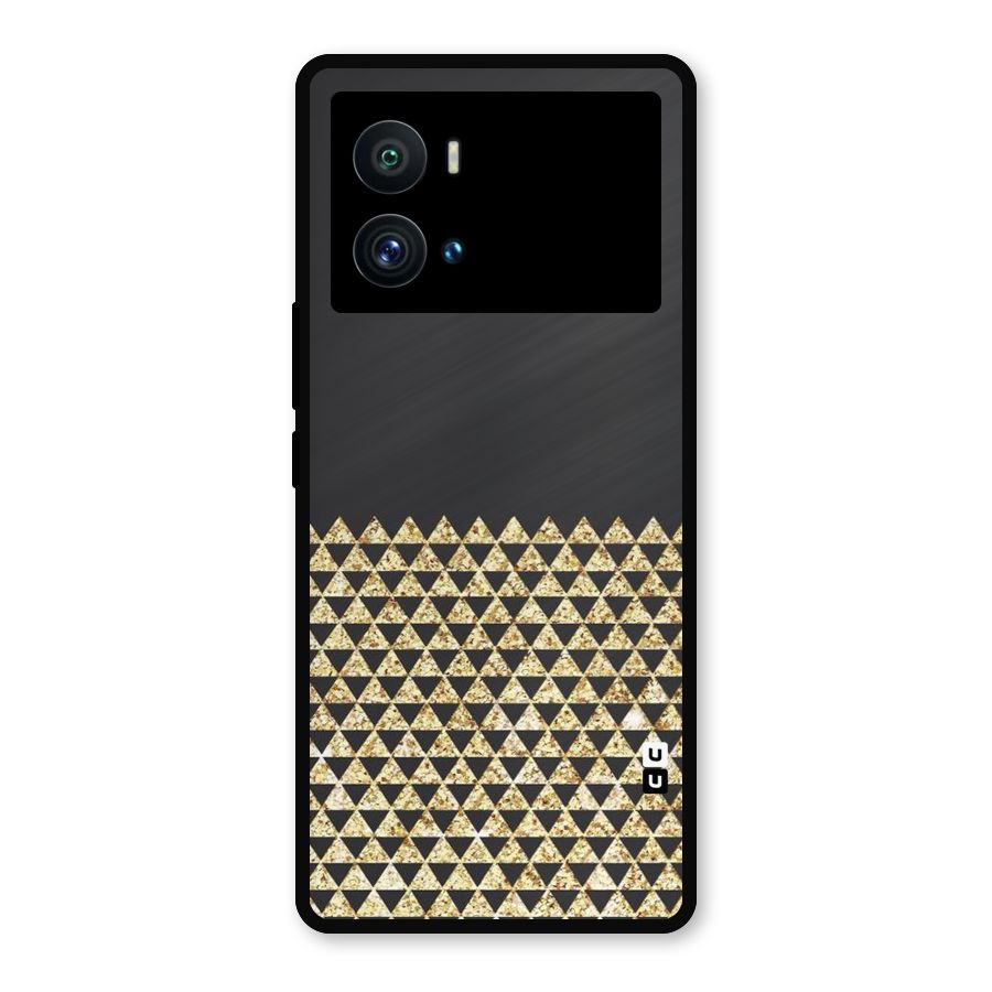 Dark Grey Golden Triangles Metal Back Case for iQOO 9 Pro