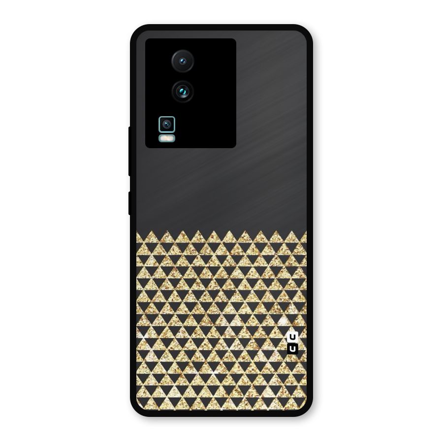 Dark Grey Golden Triangles Metal Back Case for iQOO Neo 7 Pro