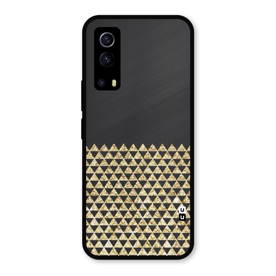Dark Grey Golden Triangles Metal Back Case for iQOO Z3
