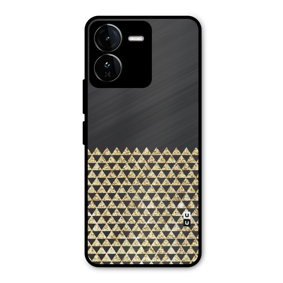 Dark Grey Golden Triangles Metal Back Case for iQOO Z9