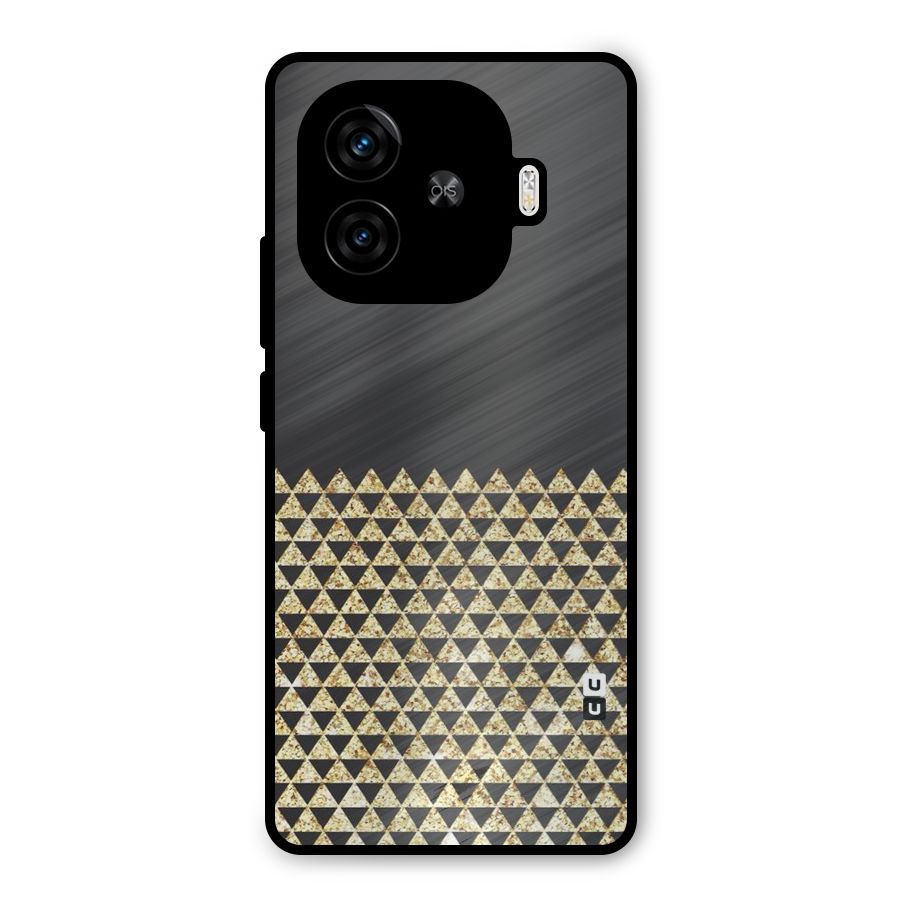 Dark Grey Golden Triangles Metal Back Case for iQOO Z9 Turbo