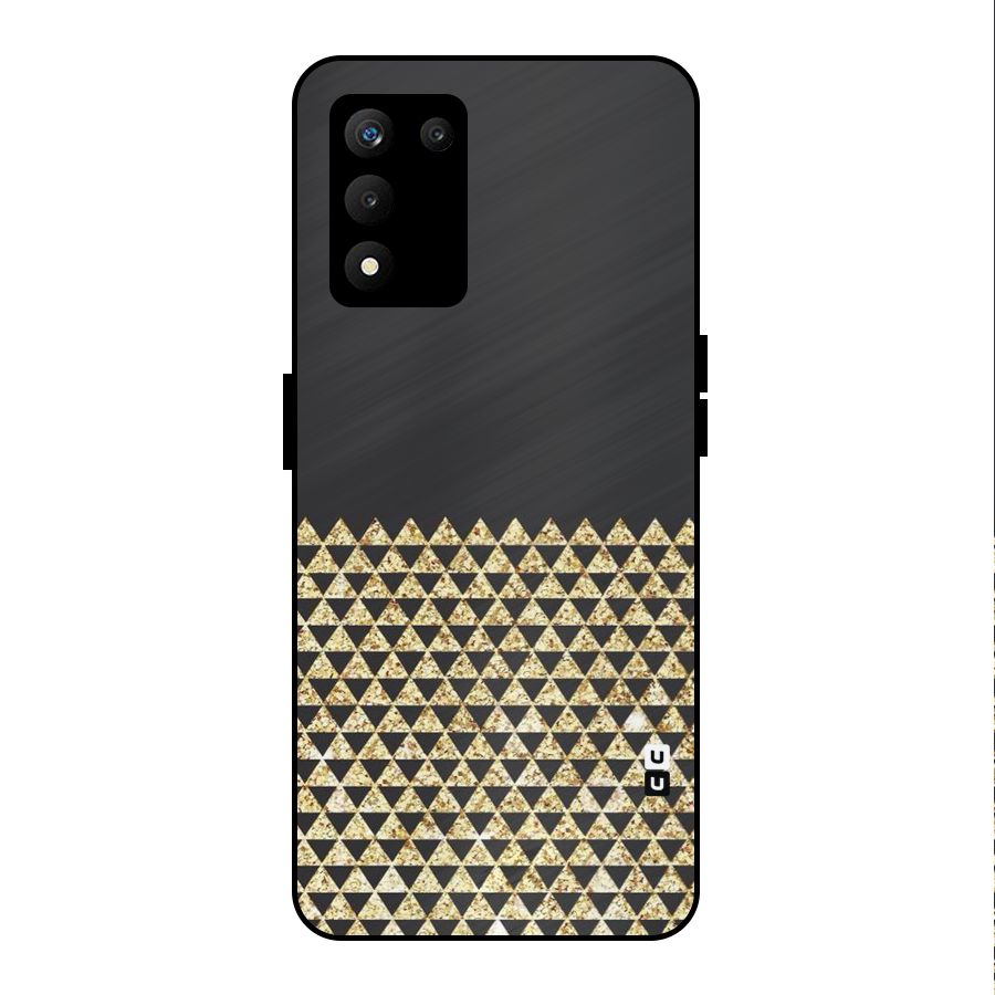 Dark Grey Golden Triangles Metal Back Case for realme 9 5G SE