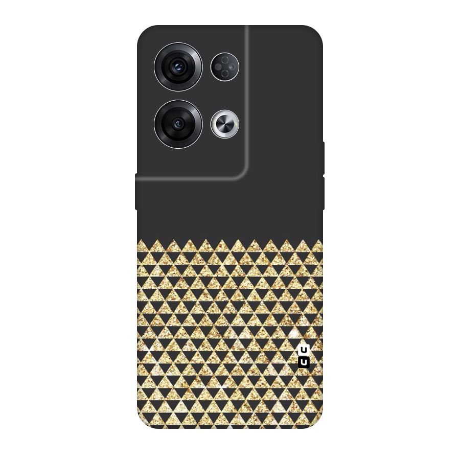 Dark Grey Golden Triangles Original Polycarbonate Back Case for Oppo Reno8 Pro 5G