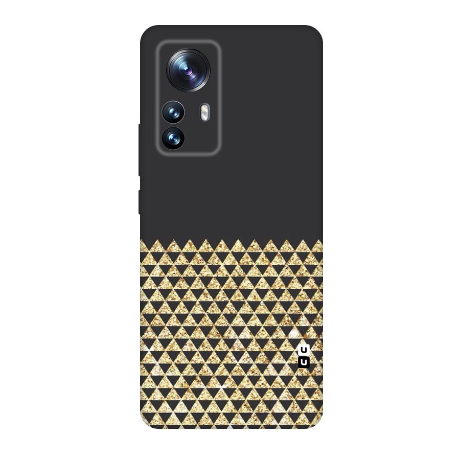 Dark Grey Golden Triangles Original Polycarbonate Back Case for Xiaomi 12 Pro