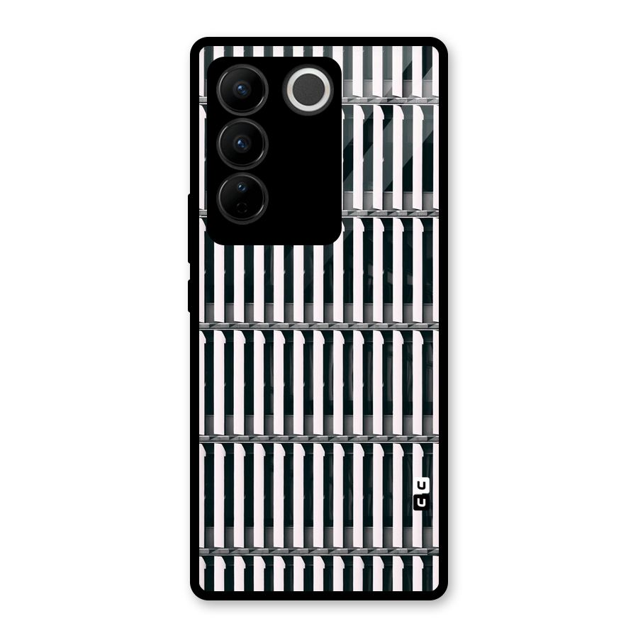 Dark Lines Pattern Glass Back Case for Vivo V27 Pro