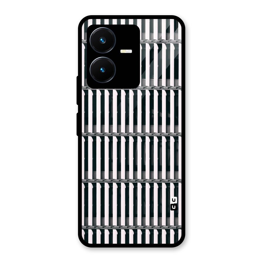 Dark Lines Pattern Glass Back Case for Vivo Y22s