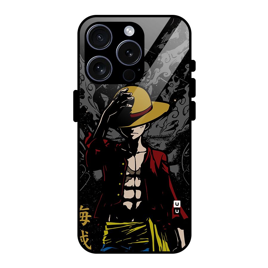 Dark Luffy Art Glass Back Case for iPhone 15 Pro