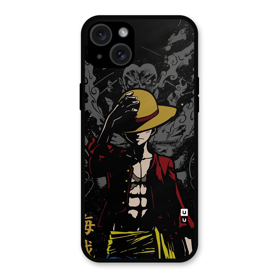 Dark Luffy Art Metal Back Case for iPhone 15 Plus