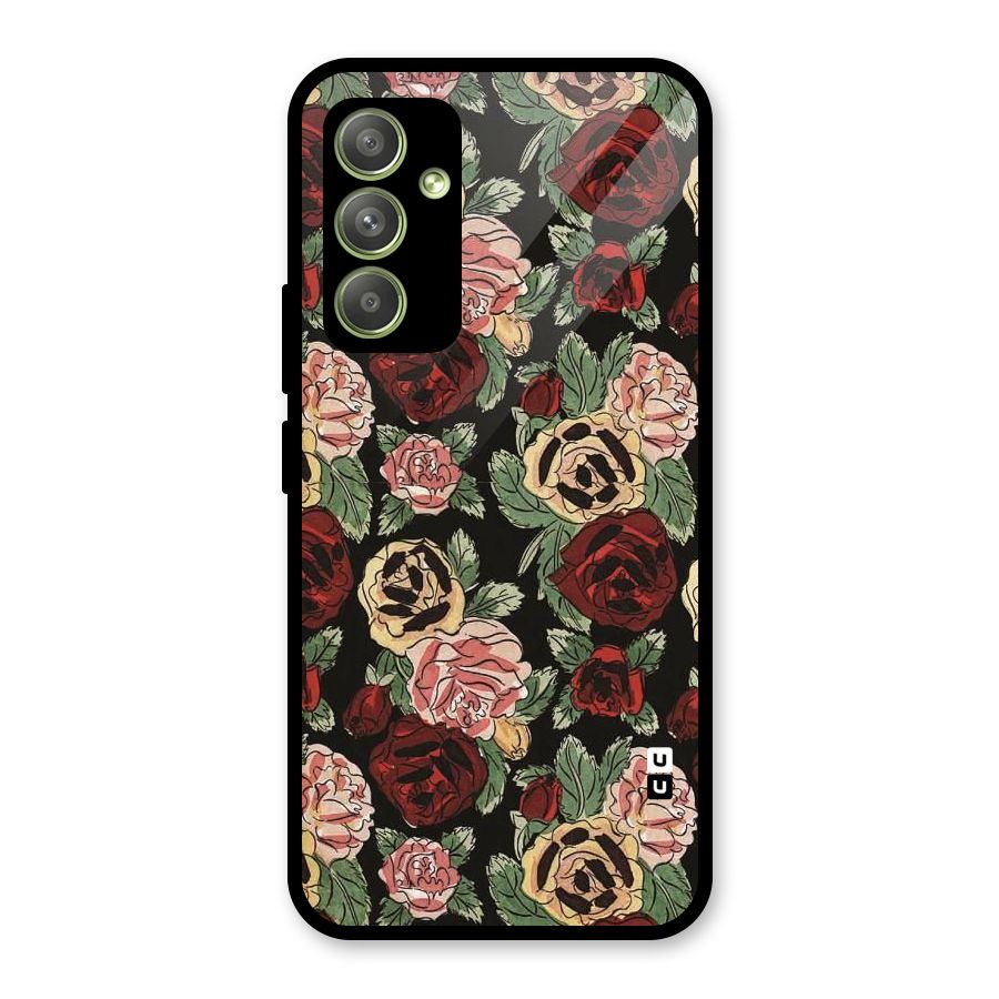 Dark Pastel Flowers Glass Back Case for Galaxy A54