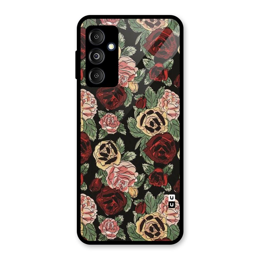 Dark Pastel Flowers Glass Back Case for Galaxy M14 5G