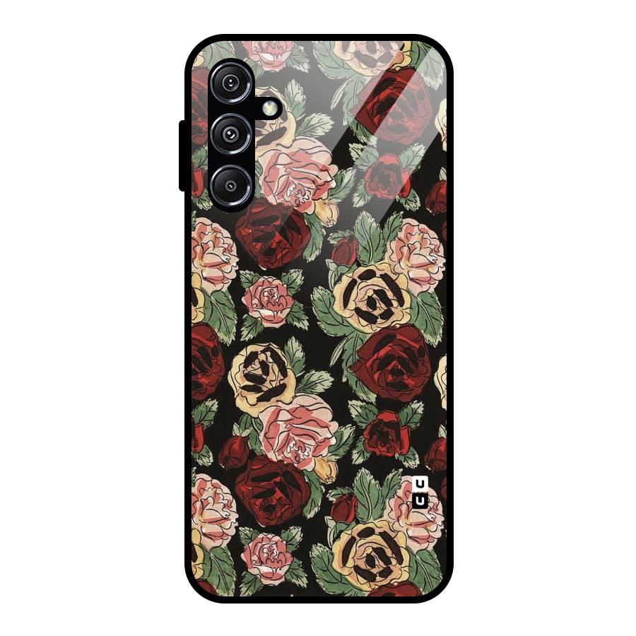 Dark Pastel Flowers Glass Back Case for Galaxy M34 5G