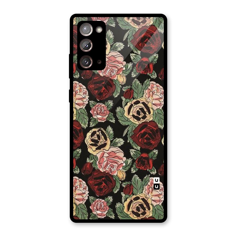 Dark Pastel Flowers Glass Back Case for Galaxy Note 20