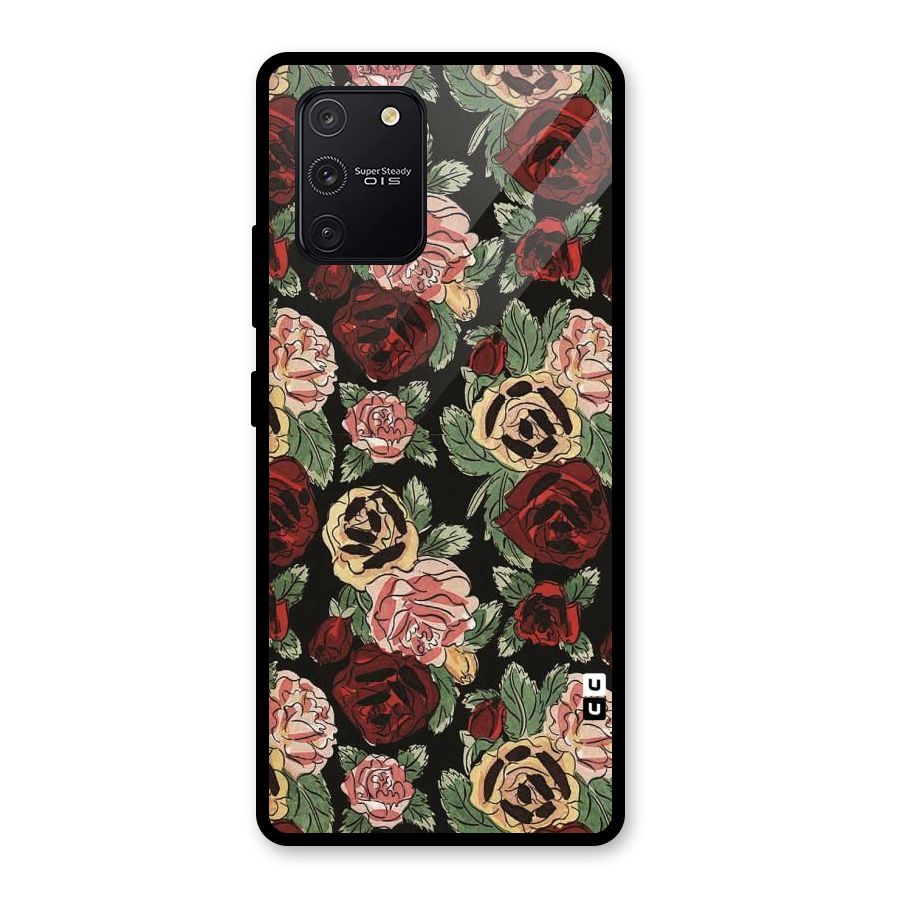 Dark Pastel Flowers Glass Back Case for Galaxy S10 Lite