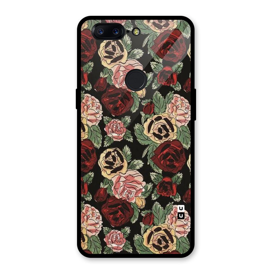 Dark Pastel Flowers Glass Back Case for OnePlus 5T