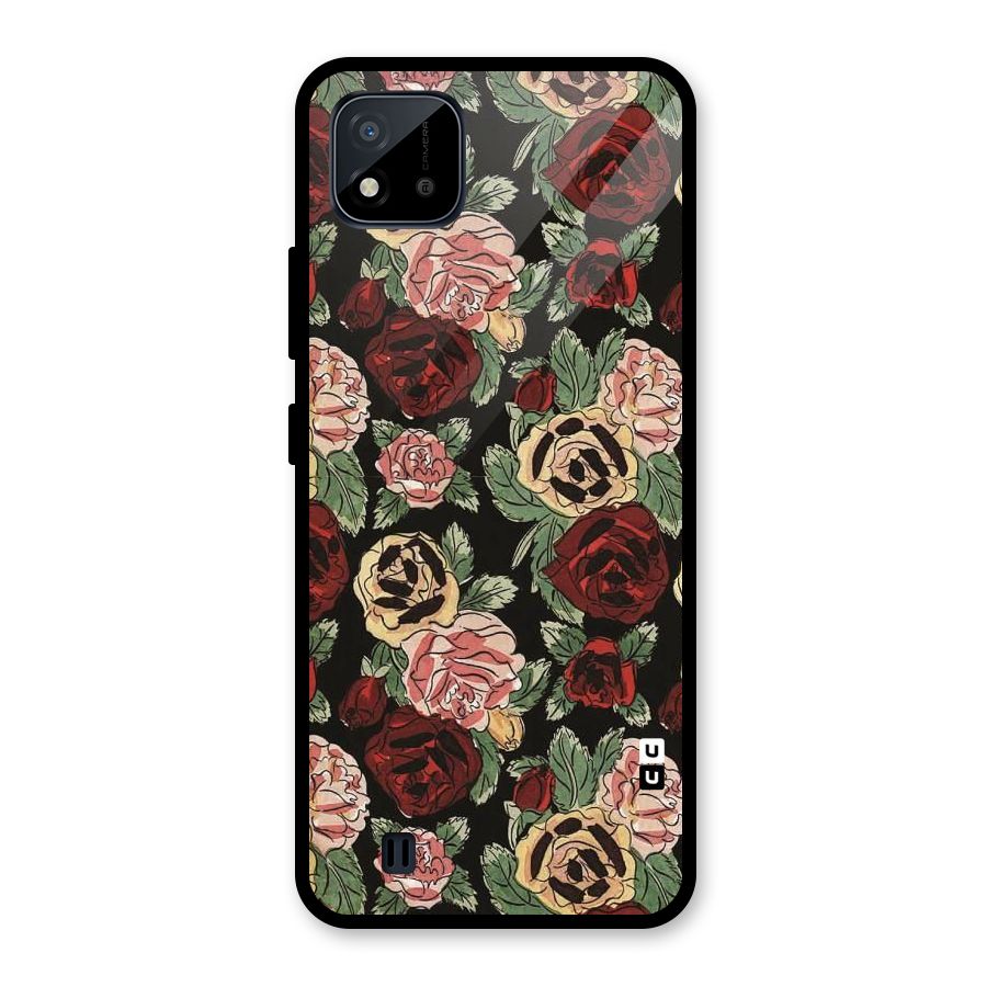 Dark Pastel Flowers Glass Back Case for Realme C11 2021