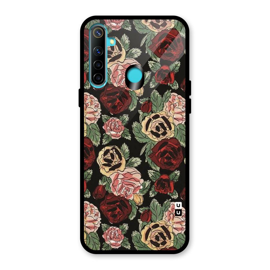 Dark Pastel Flowers Glass Back Case for Realme Narzo 10