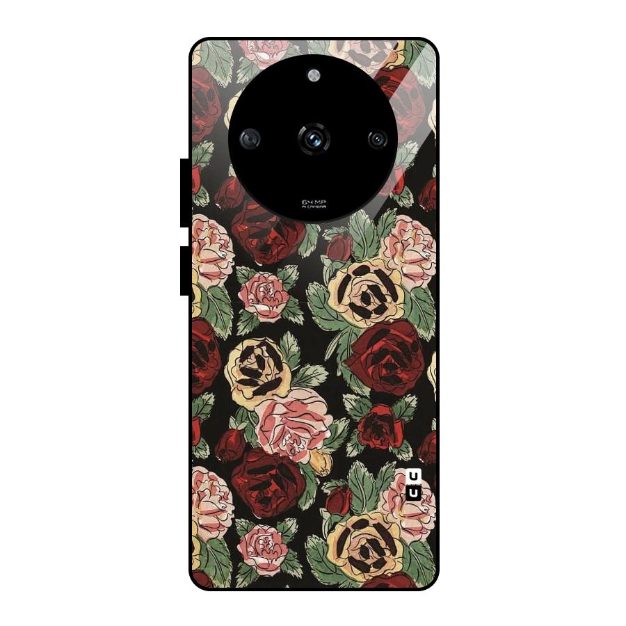 Dark Pastel Flowers Glass Back Case for Realme Narzo 60 5G