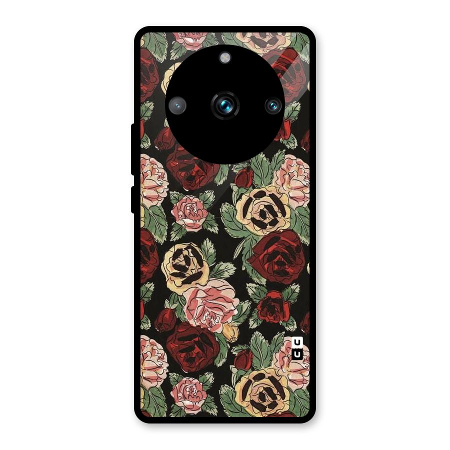 Dark Pastel Flowers Glass Back Case for Realme Narzo 60 Pro