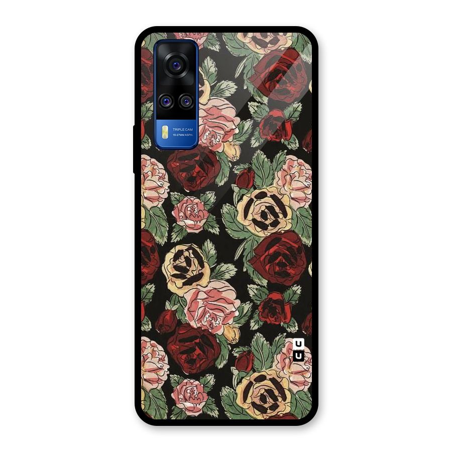 Dark Pastel Flowers Glass Back Case for Vivo Y31
