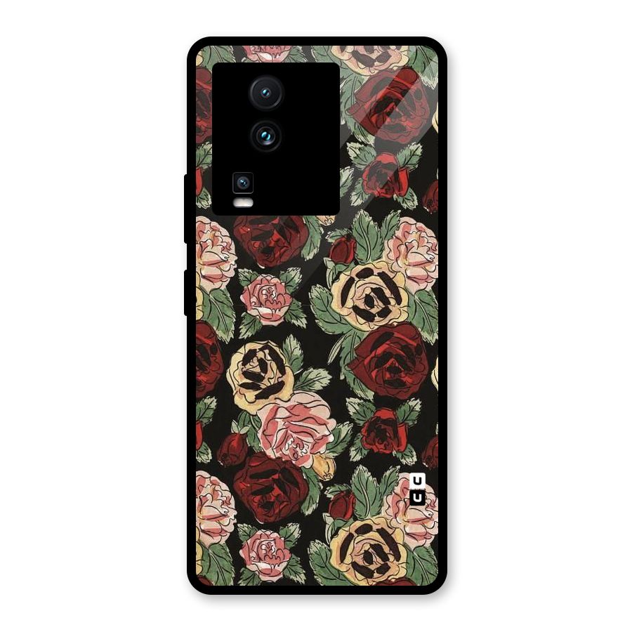 Dark Pastel Flowers Glass Back Case for Vivo iQOO Neo 7 Pro