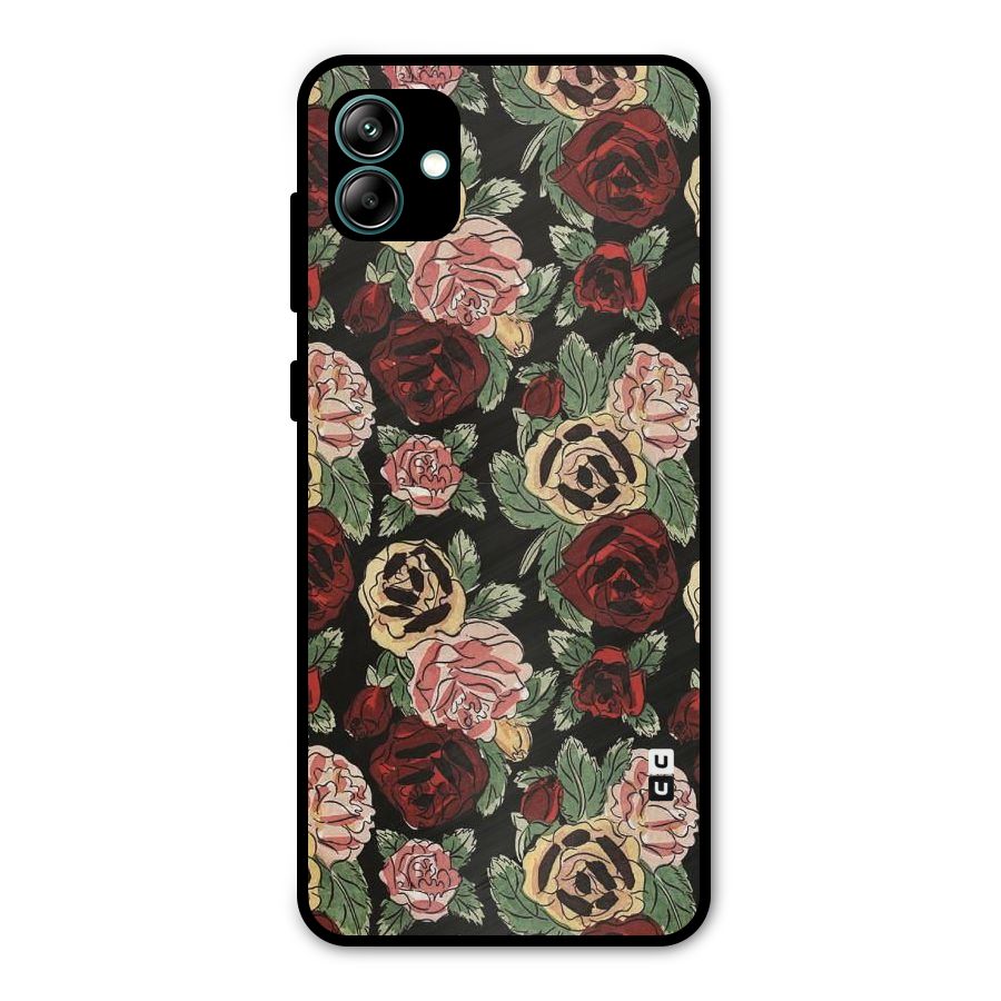 Dark Pastel Flowers Metal Back Case for Galaxy A04