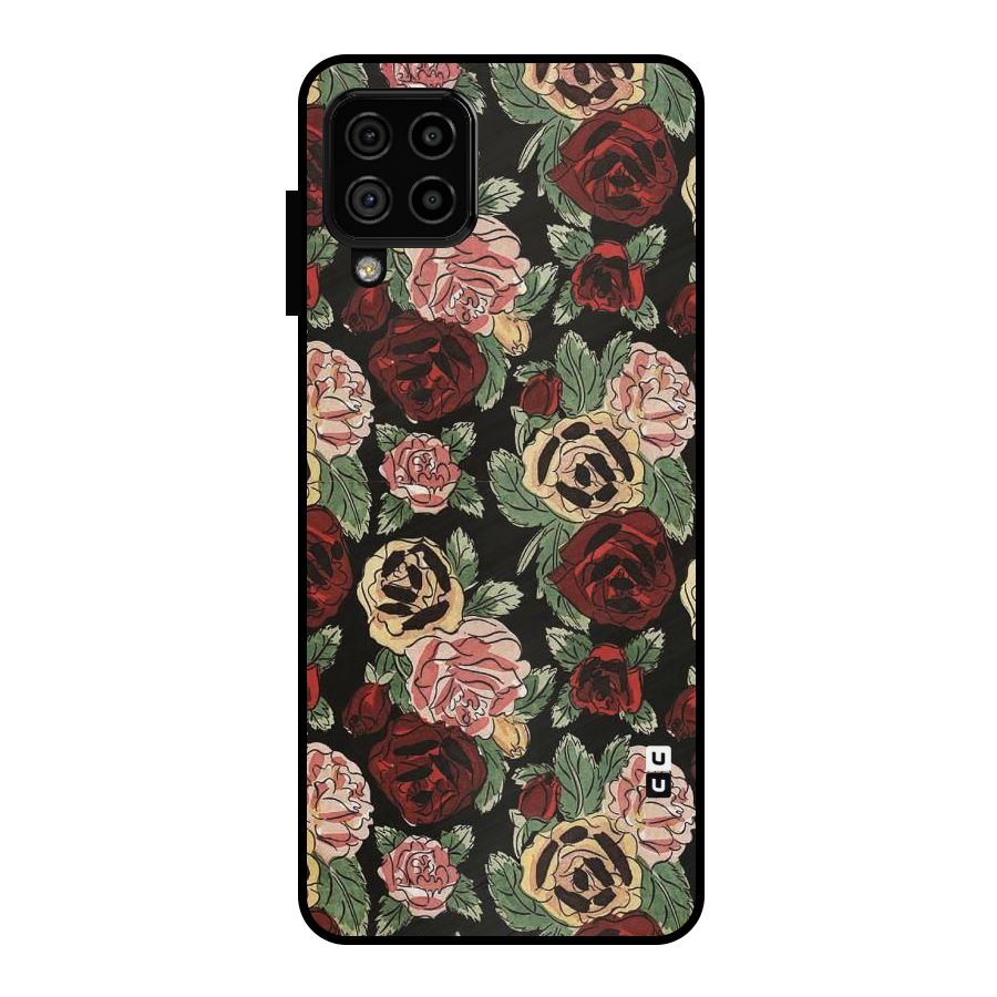 Dark Pastel Flowers Metal Back Case for Galaxy A22 4G