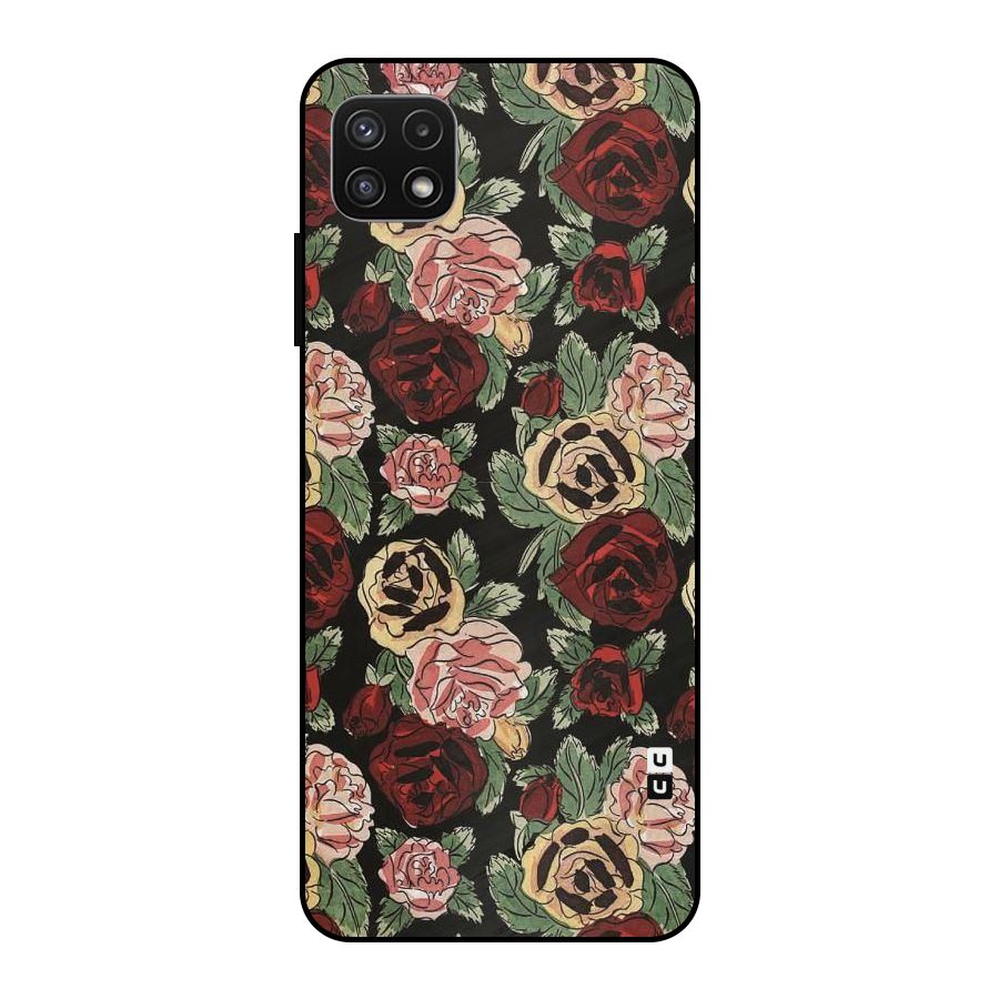 Dark Pastel Flowers Metal Back Case for Galaxy A22 5G