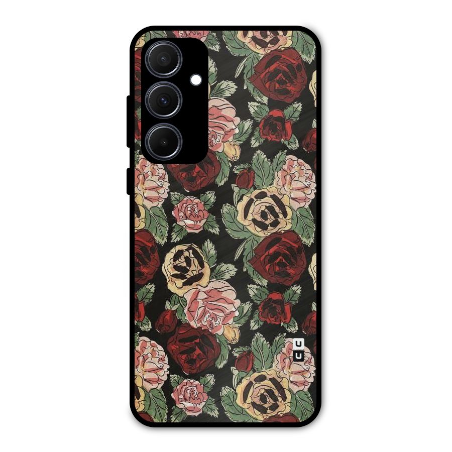 Dark Pastel Flowers Metal Back Case for Galaxy A35