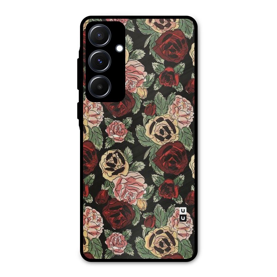 Dark Pastel Flowers Metal Back Case for Galaxy A55