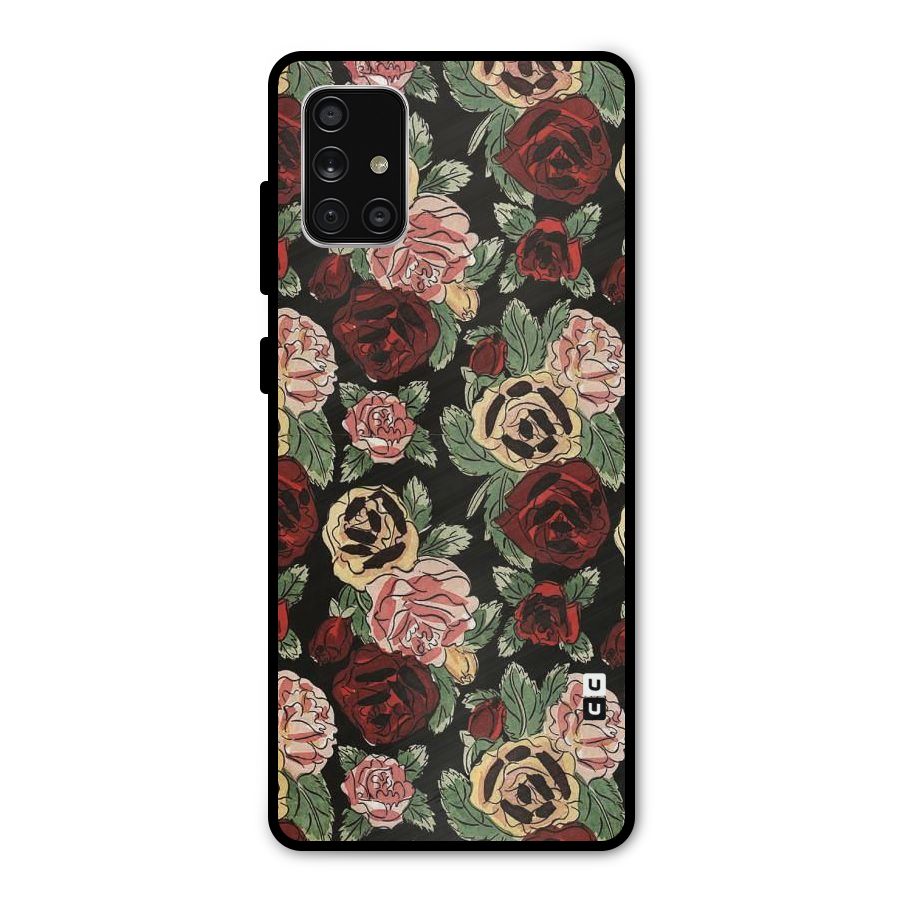 Dark Pastel Flowers Metal Back Case for Galaxy A71