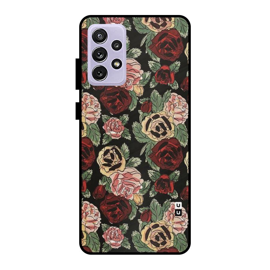 Dark Pastel Flowers Metal Back Case for Galaxy A72