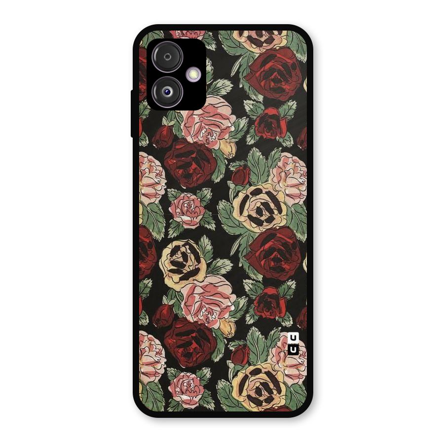 Dark Pastel Flowers Metal Back Case for Galaxy F14
