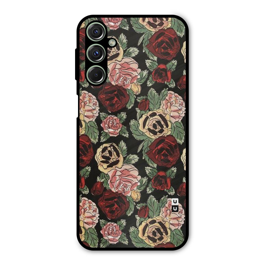 Dark Pastel Flowers Metal Back Case for Galaxy F34
