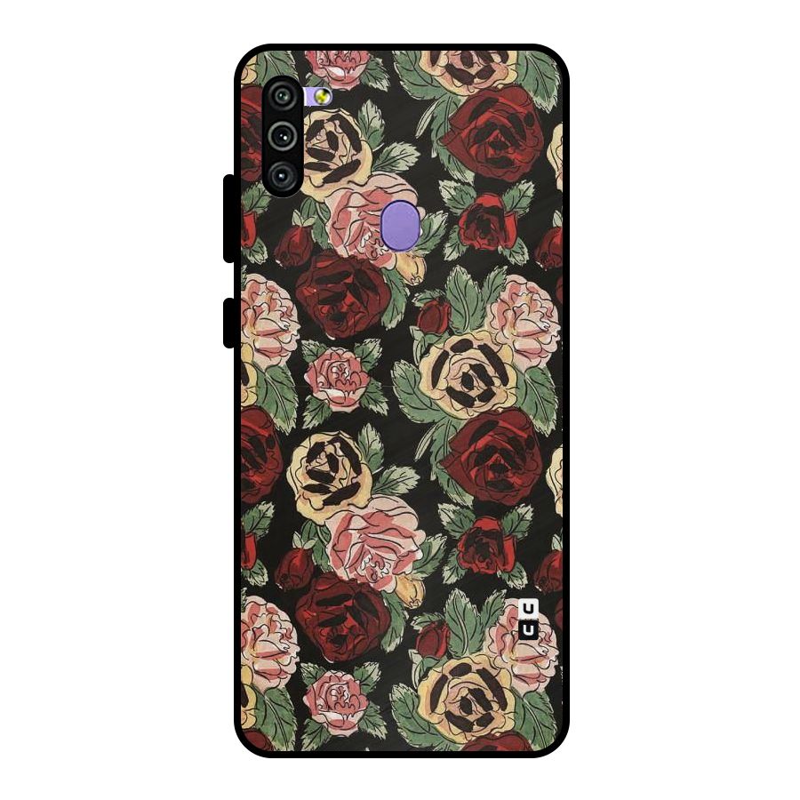 Dark Pastel Flowers Metal Back Case for Galaxy M11