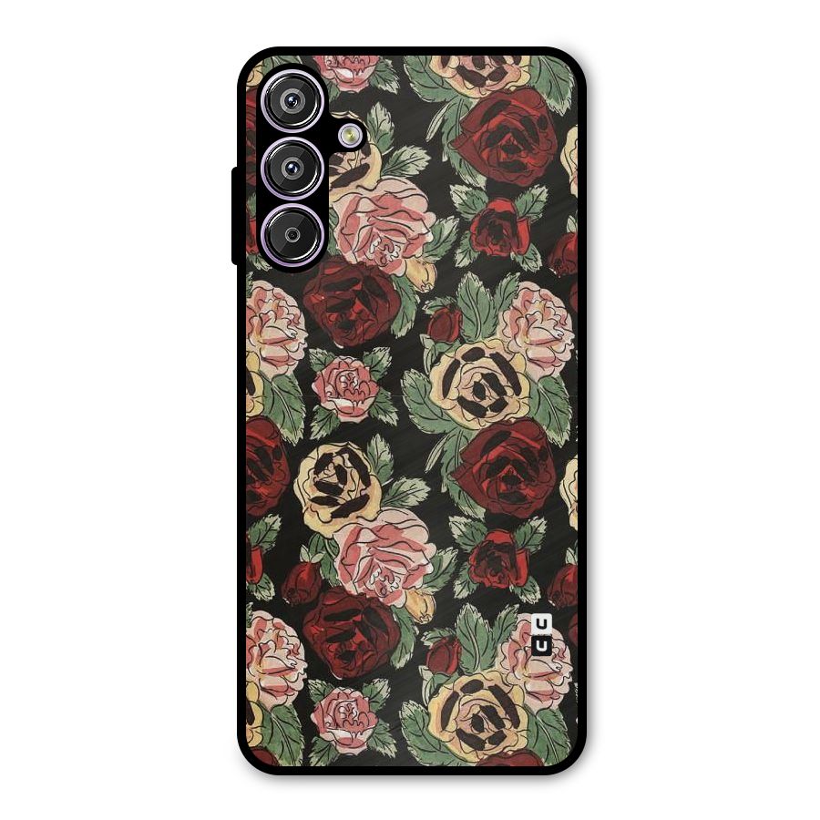 Dark Pastel Flowers Metal Back Case for Galaxy M15