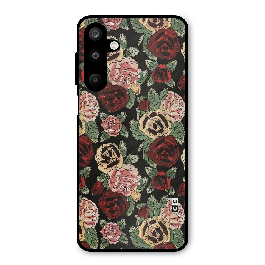 Dark Pastel Flowers Metal Back Case for Galaxy M16