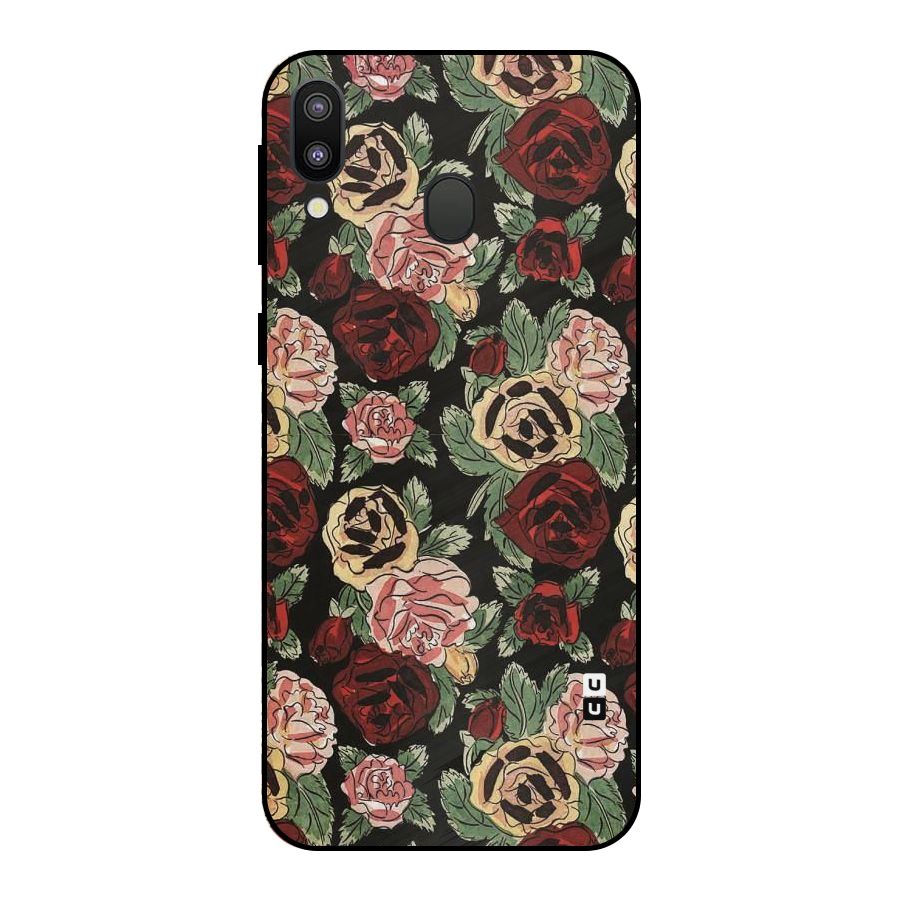 Dark Pastel Flowers Metal Back Case for Galaxy M20