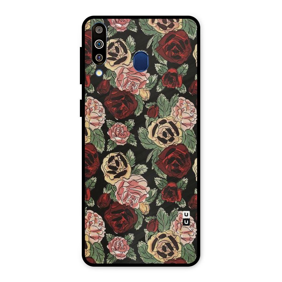 Dark Pastel Flowers Metal Back Case for Galaxy M30