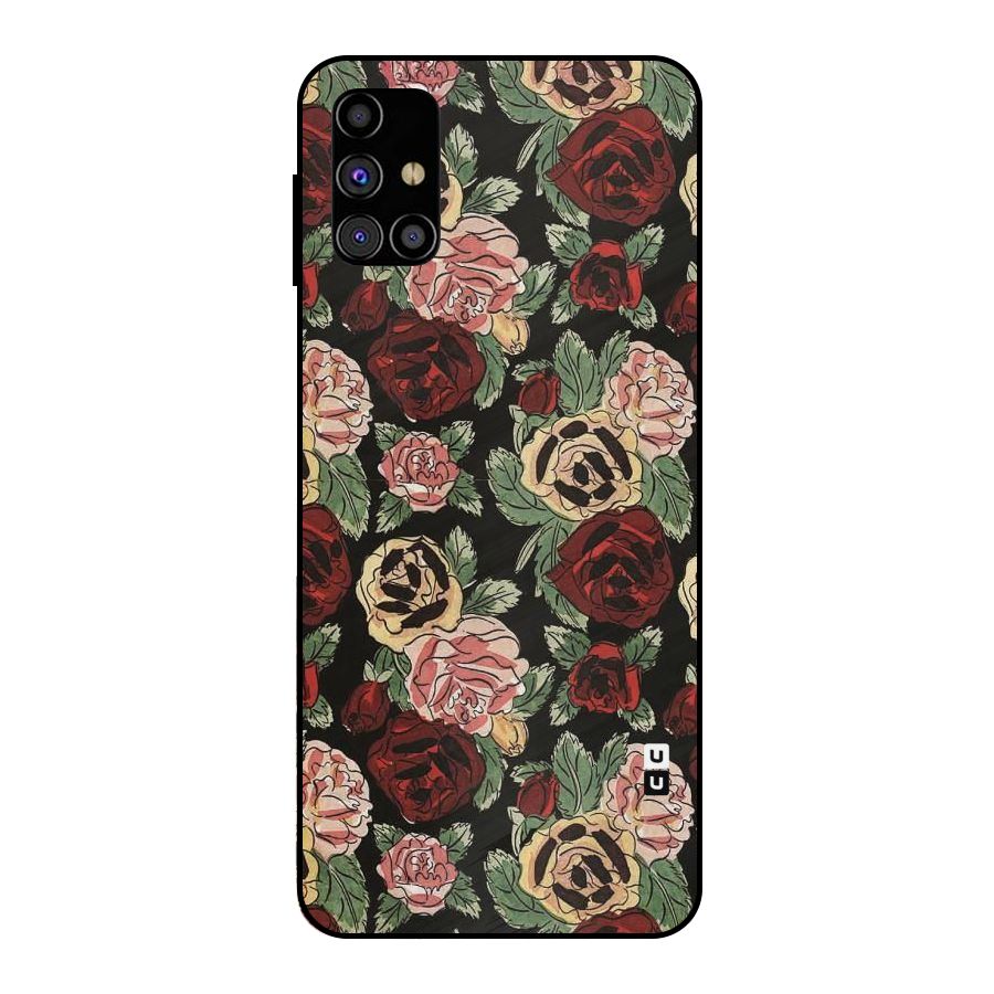 Dark Pastel Flowers Metal Back Case for Galaxy M31s
