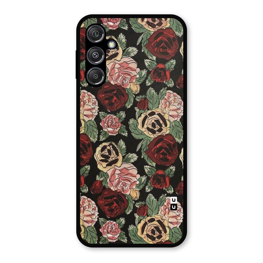 Dark Pastel Flowers Metal Back Case for Galaxy M34 5G